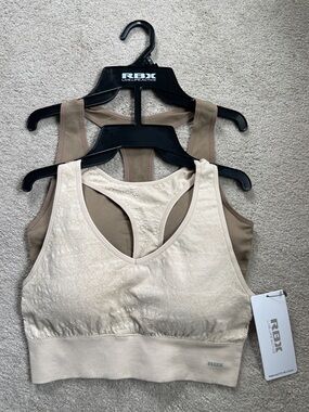 RBX Women's Seamless Racerback Sports Bras- Cream and Taupe